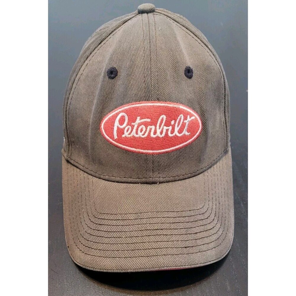 Peterbilt Cap Hat Truck Semi trucker Aged With Red Highlights Adjustable